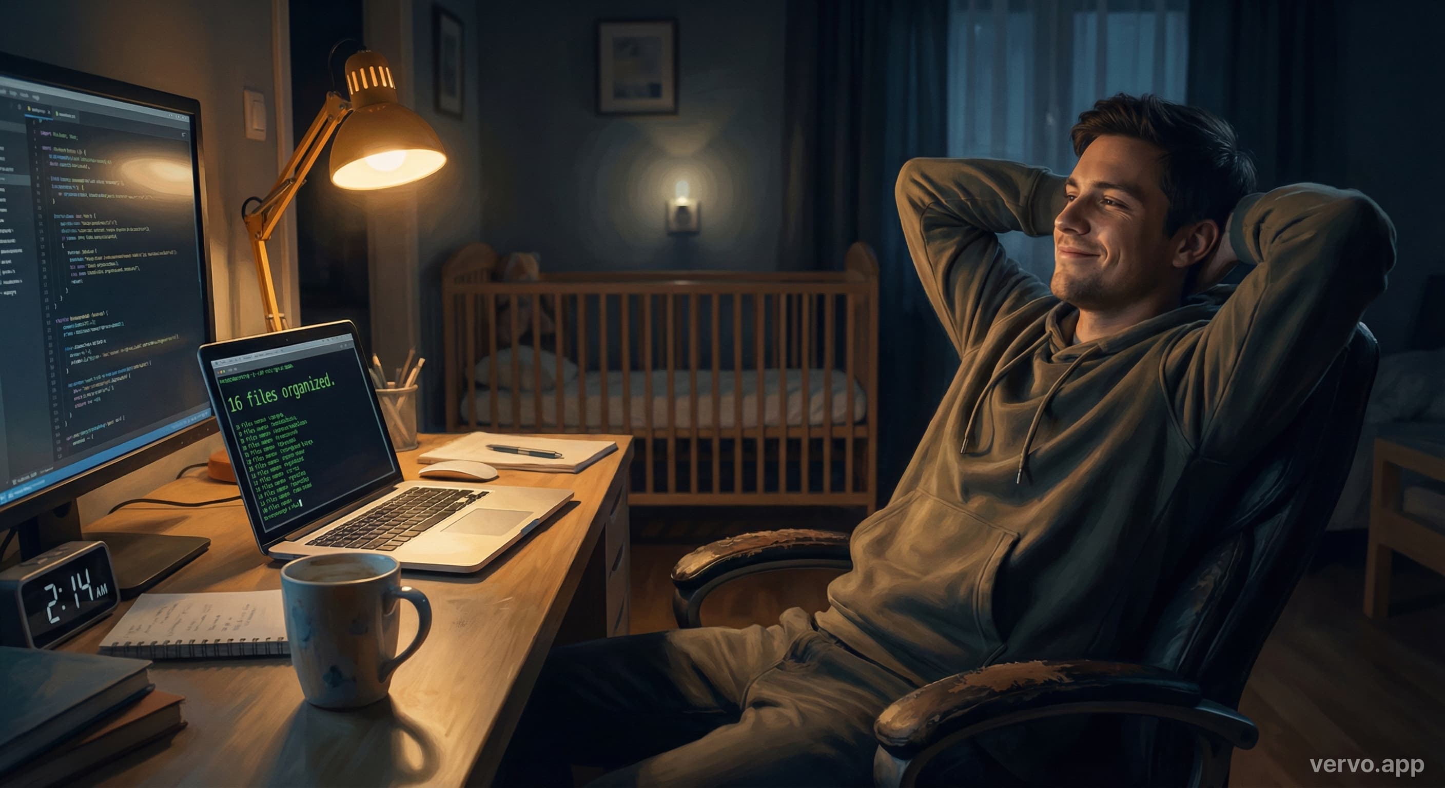Late night coding victory: 16 files organized, baby sleeping, script working